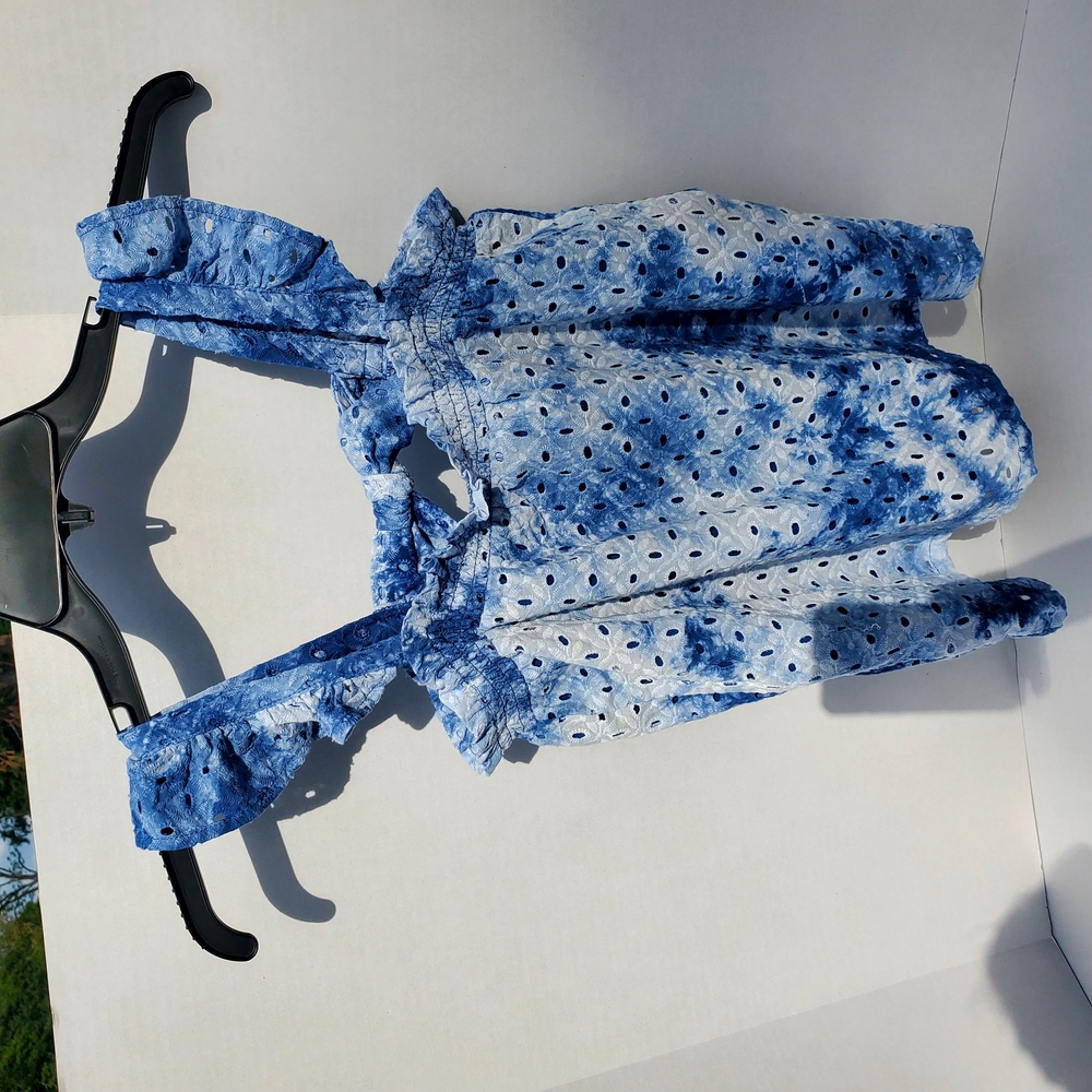 Shorts Set, Girls Crown & Ivy Blue And White Tye Dye Eyelet